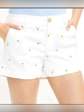 Loft Pineapple The Washed Twill Short Novelty Print White Size 8